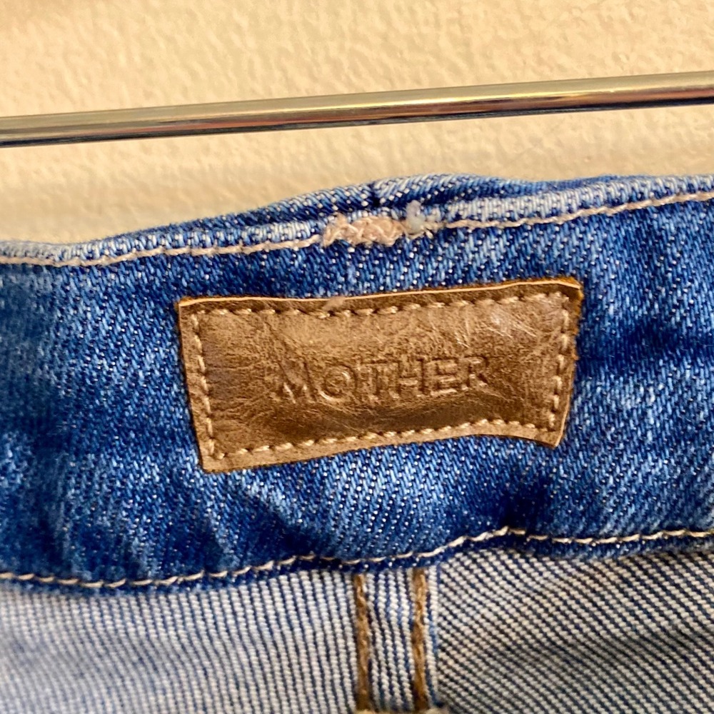 Mother Lil Roller Fray Work Hard Play Hard Light Wash Jeans Wide Leg Frayed 23 - Picture 3 of 16